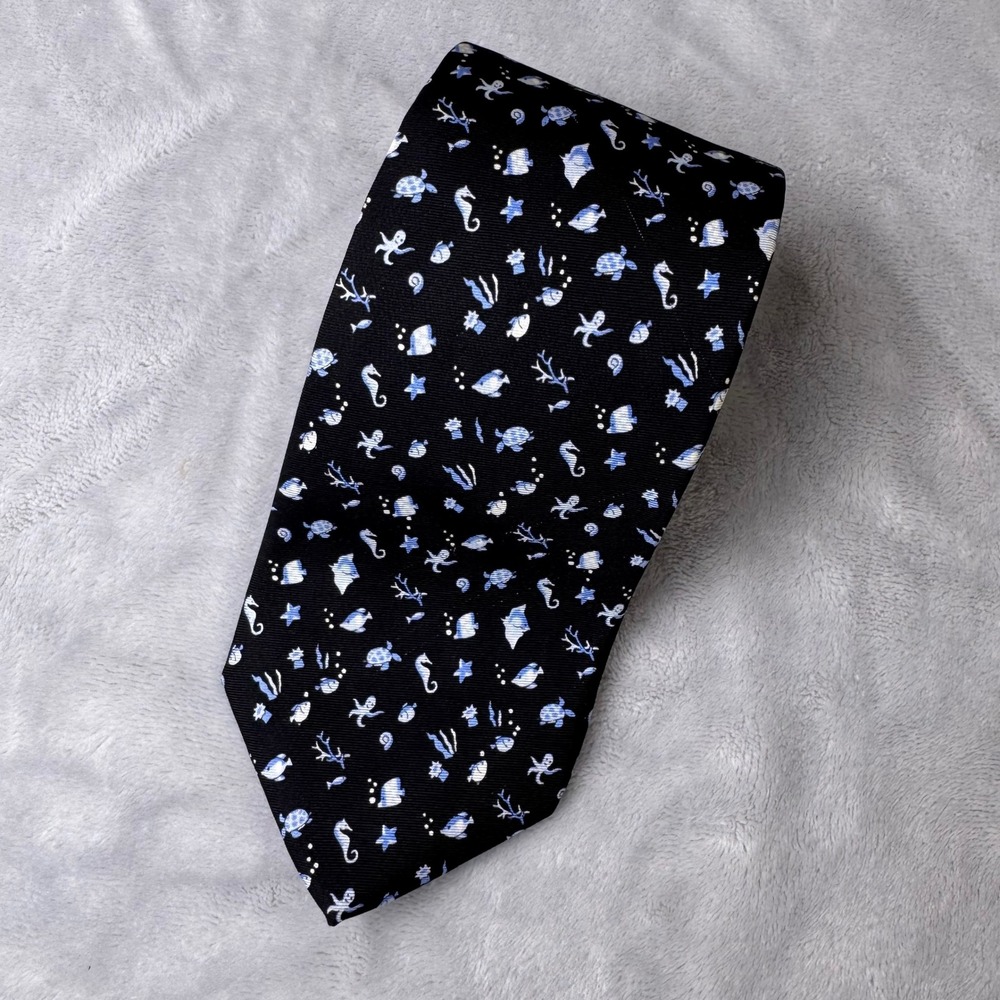 Brooks Brothers "346" Tie Men's Black Nautical Theme